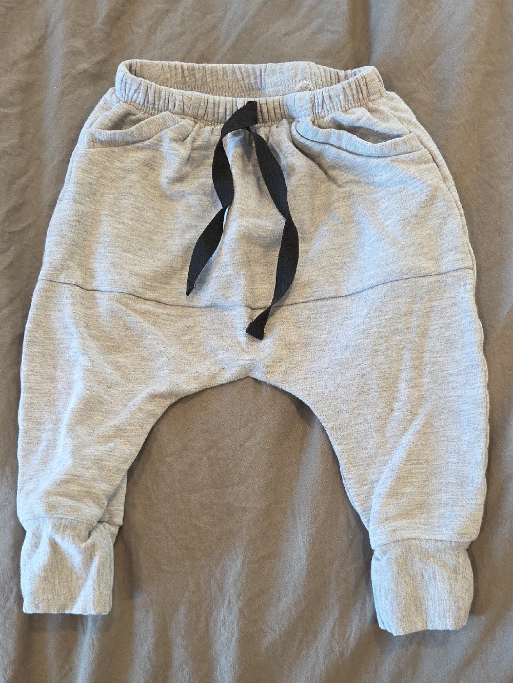 Toddler Gray Jogger Sweatpants with Black Drawstring